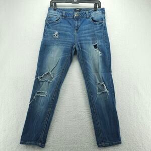 Kensie Womens Jeans 30x26 You Look Perfect Boyfriend Distressed Stretch Skinny
